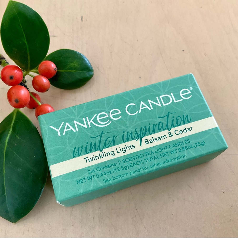 NEW Yankee Candle TWINKLING LIGHTS / BALSAM & CEDAR Tea-light Set of 2 Candles